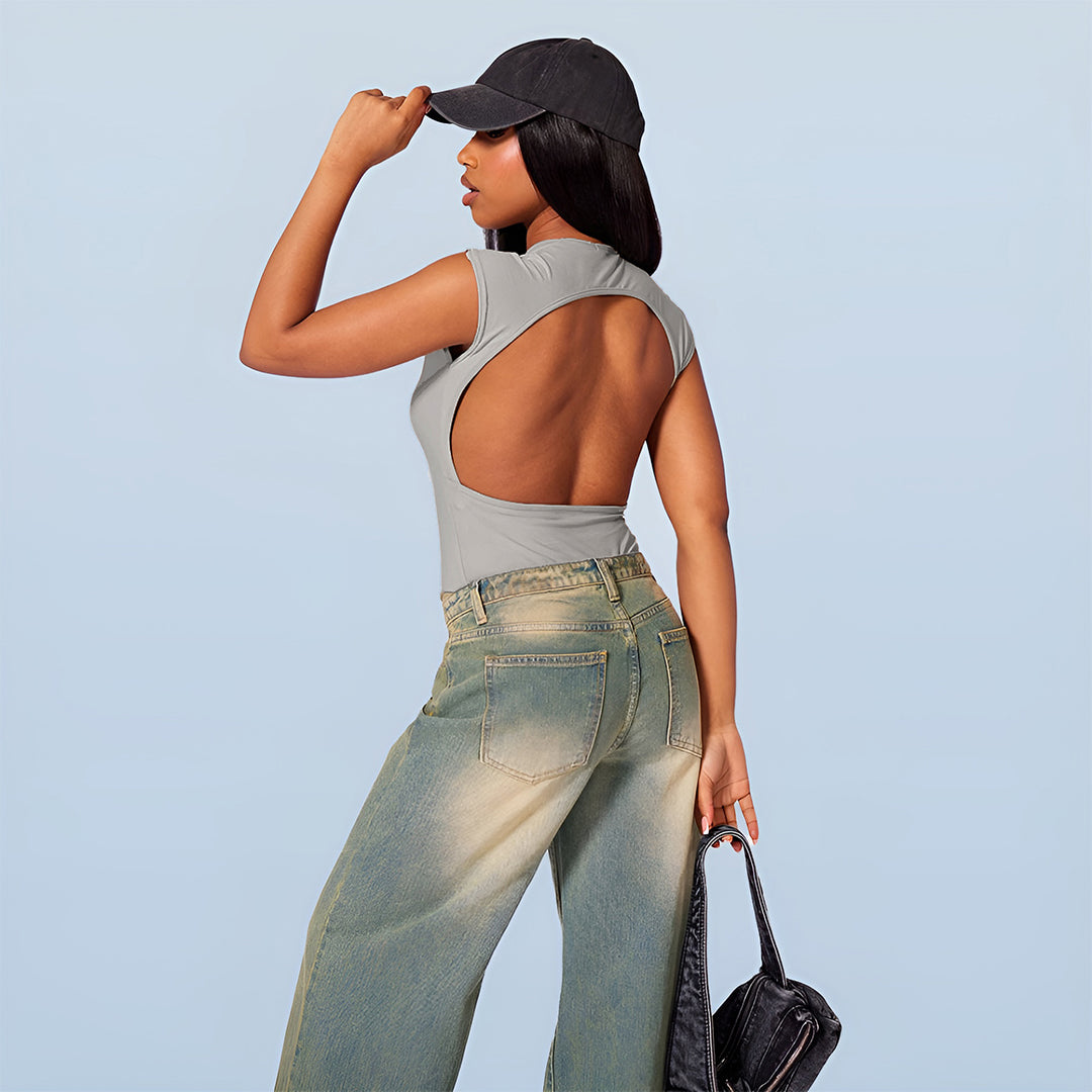 High-Neck Cut Out Back Bodysuit