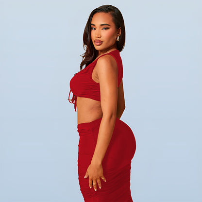 Tie Front Bralette With Pencil Skirt