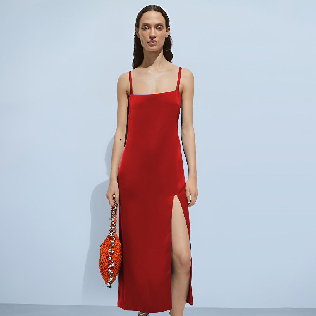 Front-Slit Cami Midi Dress