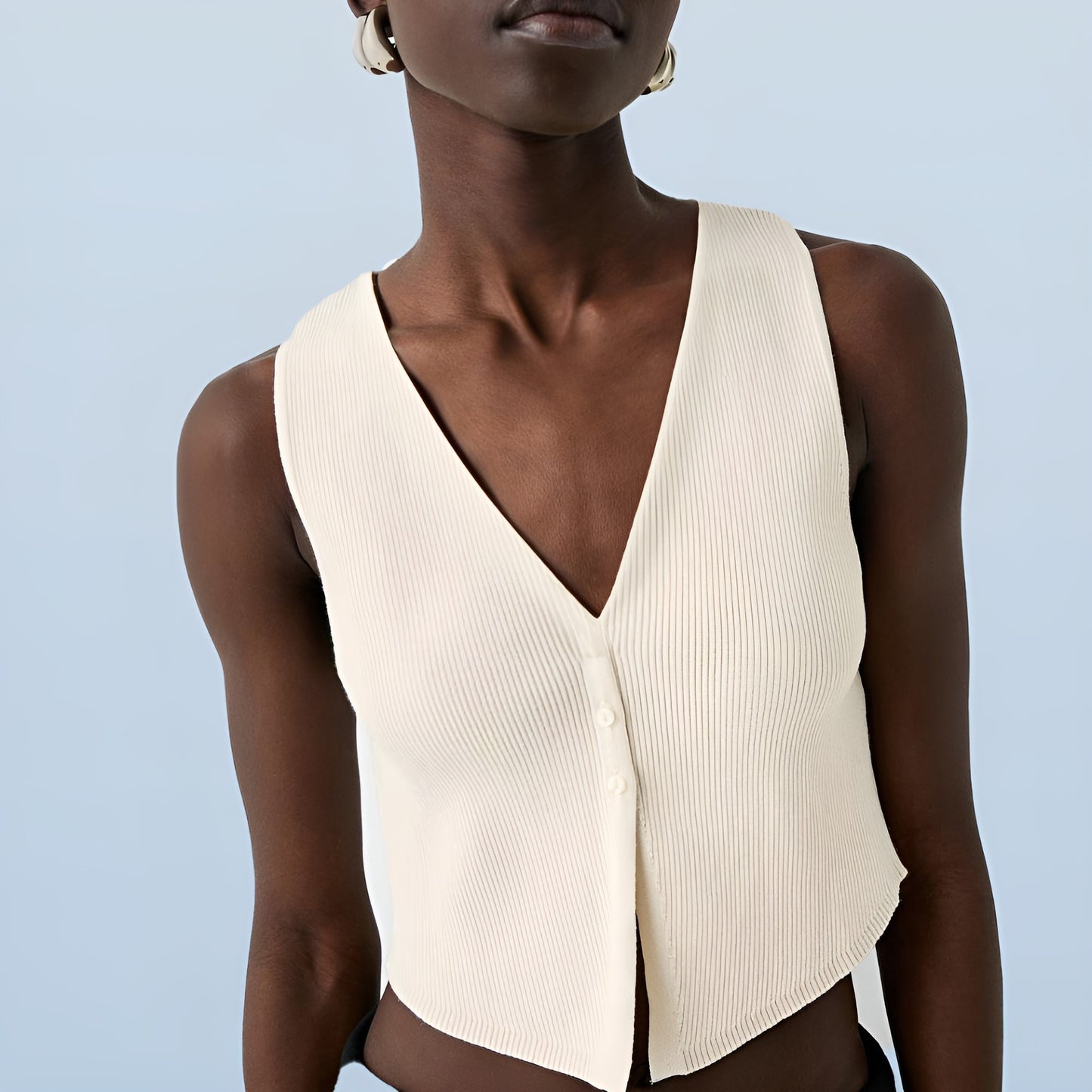 Ribbed V-Neck Vest